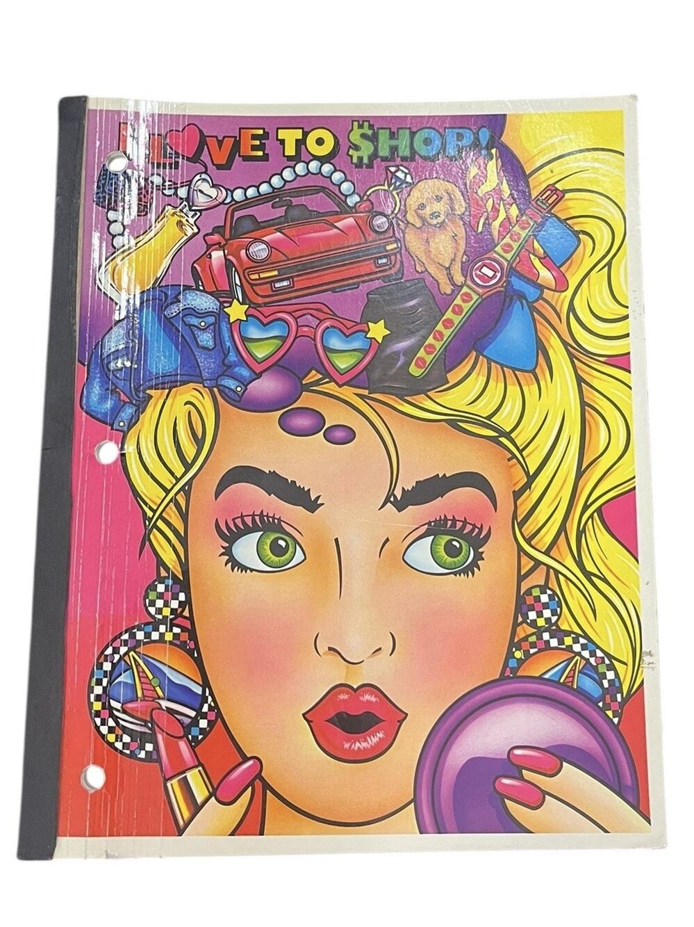Vtg Lisa Frank I Love To Shop Wireless Paper Notebook Designer Collection 1990